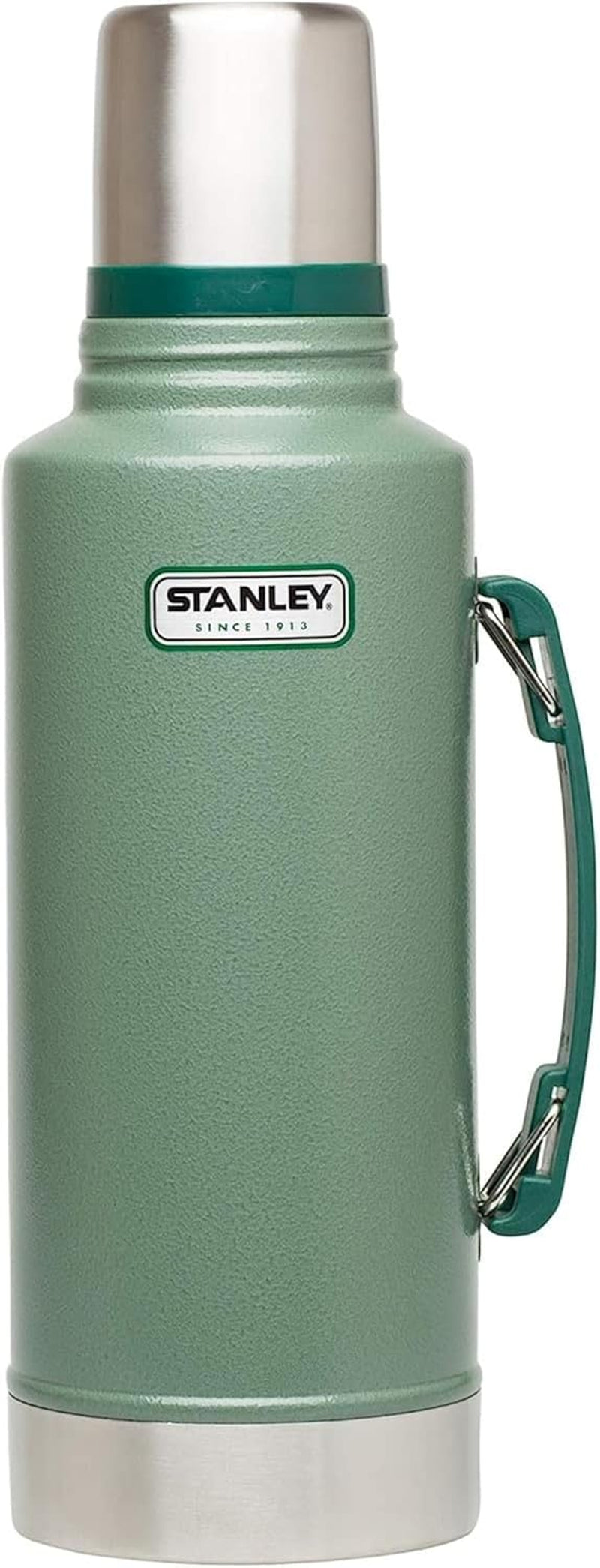 Heritage Classic Vacuum Bottle with Handle 1.1 Qt | Wide Mouth W/Leakproof Cup Lid | Keep Drinks Hot or Cold | Insulated Stainless Steel Thermal Bottle | Bpa-Free | Hammertone Green