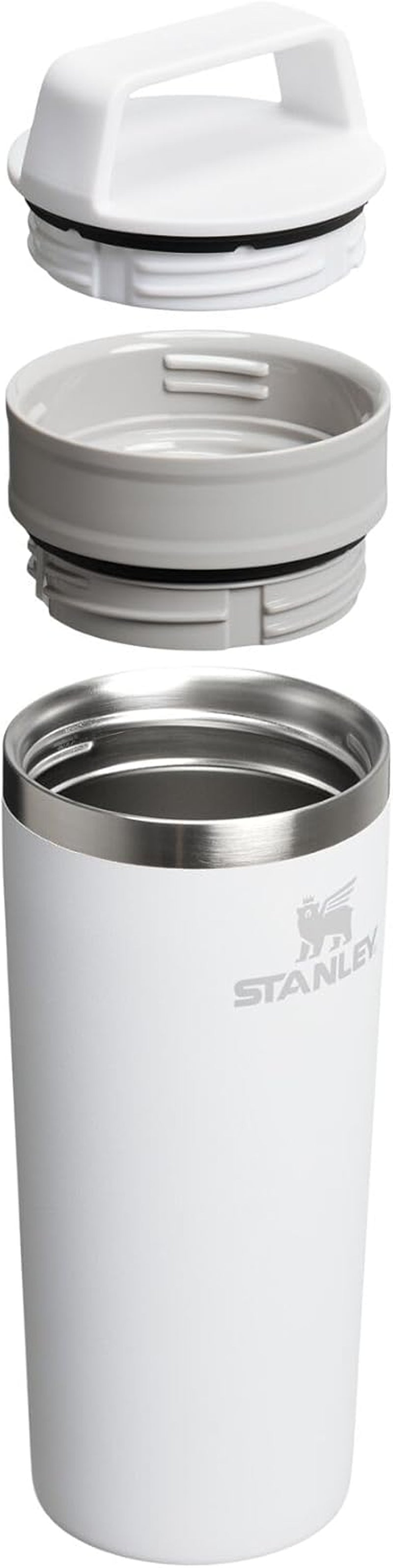 Cafe to Go Travel Mug 16 Oz | Leakproof Two-Part Drink through Lid | Tumbler Cup for Coffee, Tea and Drinks | Insulated Stainless Steel Coffee Mug | Bpa-Free | Frost