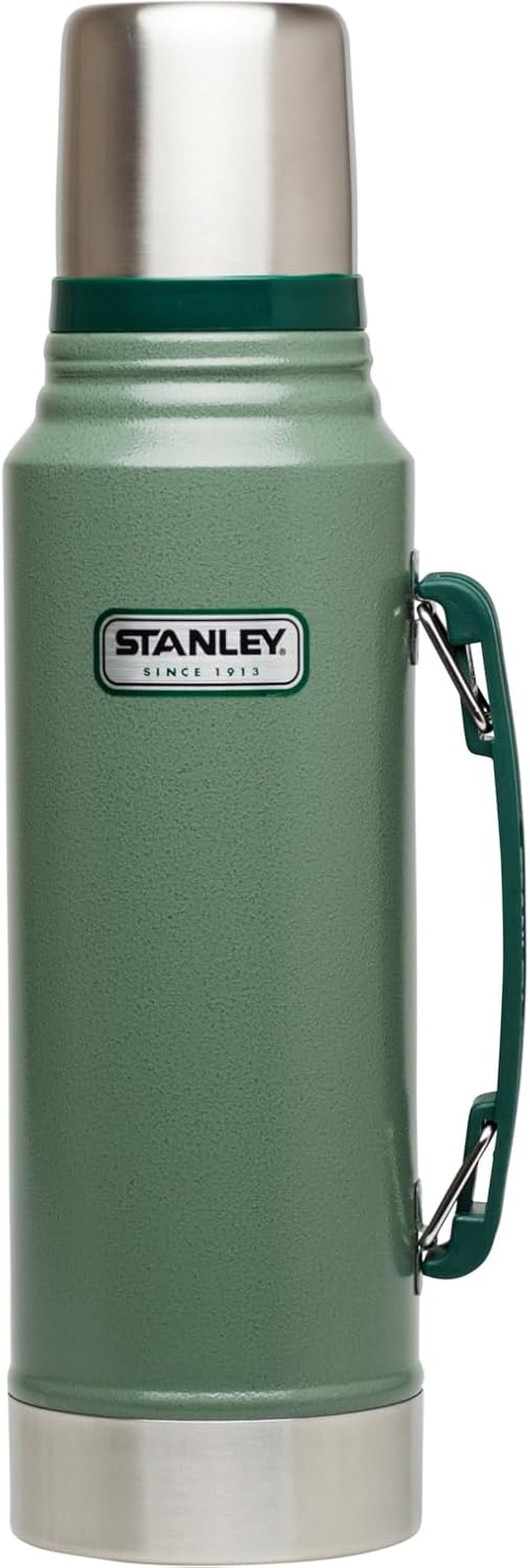 Heritage Classic Vacuum Bottle with Handle 1.1 Qt | Wide Mouth W/Leakproof Cup Lid | Keep Drinks Hot or Cold | Insulated Stainless Steel Thermal Bottle | Bpa-Free | Hammertone Green