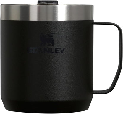 Stay-Hot Camp Mug 12 Oz | Press Fit Drink through Lid | Cup for Coffee, Tea and Drinks | Insulated Stainless Steel Coffee Mug | Bpa-Free | Black 2.0