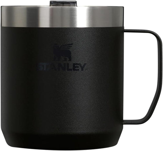 Stay-Hot Camp Mug 12 Oz | Press Fit Drink through Lid | Cup for Coffee, Tea and Drinks | Insulated Stainless Steel Coffee Mug | Bpa-Free | Black 2.0