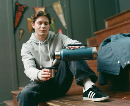 Classic Legendary Vacuum Bottle 1.5 Qt | Wide Mouth with Leakproof Cup Lid | Keep Drinks Hot or Cold | Packable for Travel | Insulated Stainless Steel Thermos | Bpa-Free | Hammertone Green