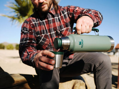 Classic Legendary Vacuum Bottle 1.5 Qt | Wide Mouth with Leakproof Cup Lid | Keep Drinks Hot or Cold | Packable for Travel | Insulated Stainless Steel Thermos | Bpa-Free | Hammertone Green