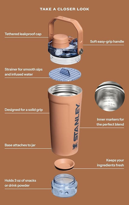 Activate Shaker Bottle 20 Oz | Leakproof Insulated Stainless Steel Shaker Cup | Base Storage and Twist on Fast Flow Lid | Protein Shakes and Pre Workout Powder | Bpa-Free | Twilight