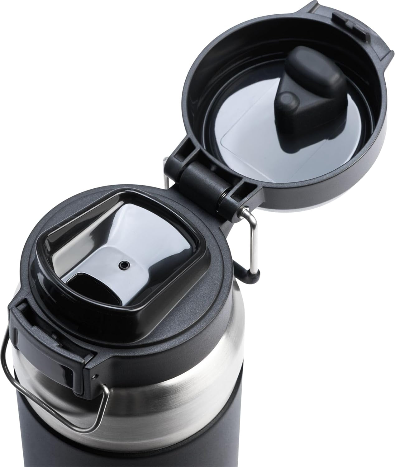 Quick Flip GO Water Bottle 36 Oz | Push Button Lid | Leakproof and Packable for Travel and Sports | Insulated Stainless Steel | Bpa-Free | Black