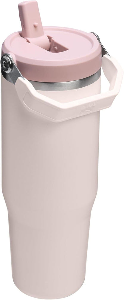 Iceflow 2.0 Flip Straw Tumbler with Handle 30 Oz | Twist on Lid and Flip up Straw | Leak Resistant Water Bottle | Insulated Stainless Steel | Bpa-Free | Rose Quartz