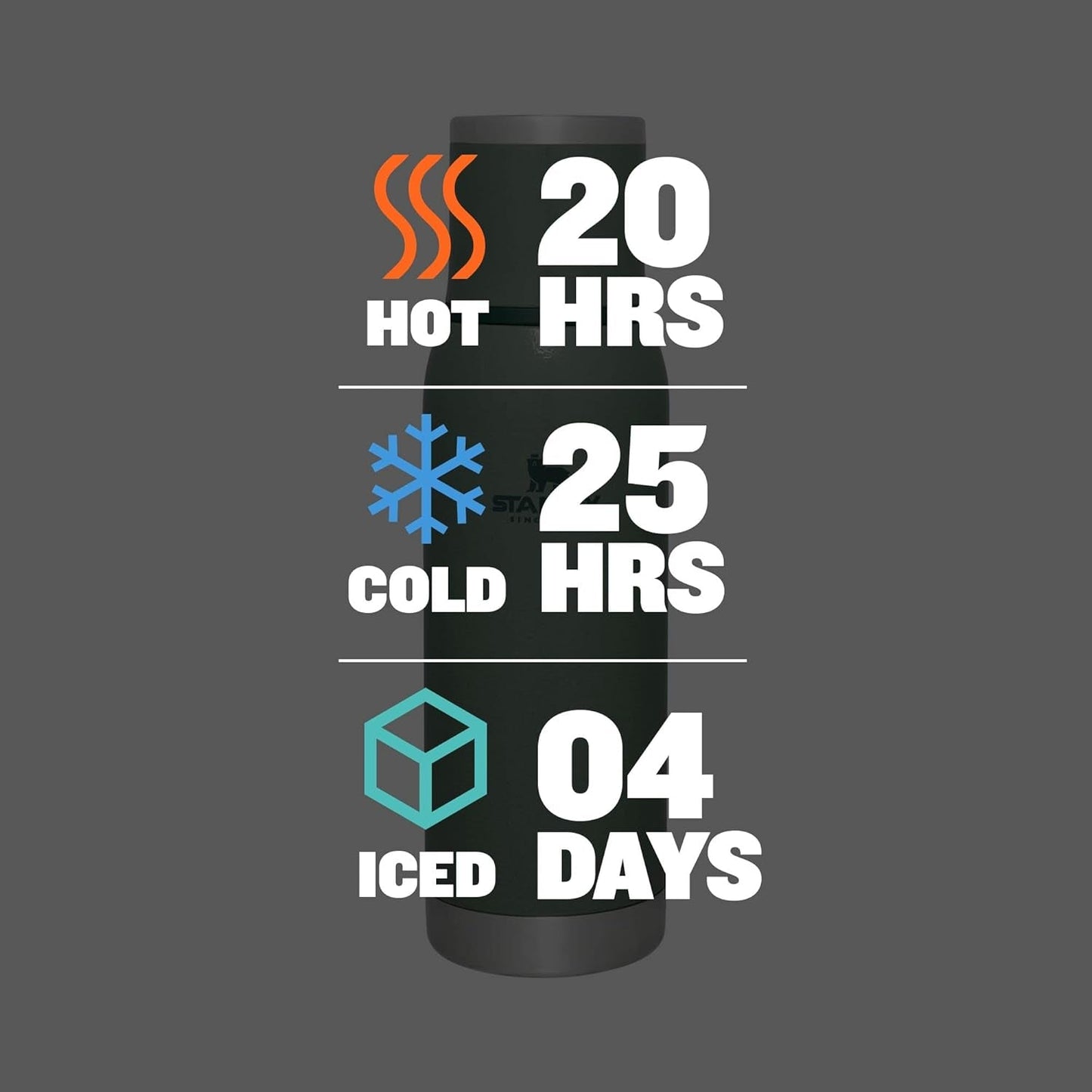 Adventure-To-Go Vacuum Bottle 25 Oz | Wide Mouth with Leakproof Cup Lid | Keep Drinks Hot or Cold | Packable for Travel | Insulated Stainless Steel Thermal Bottle | Bpa-Free | Hammertone Green