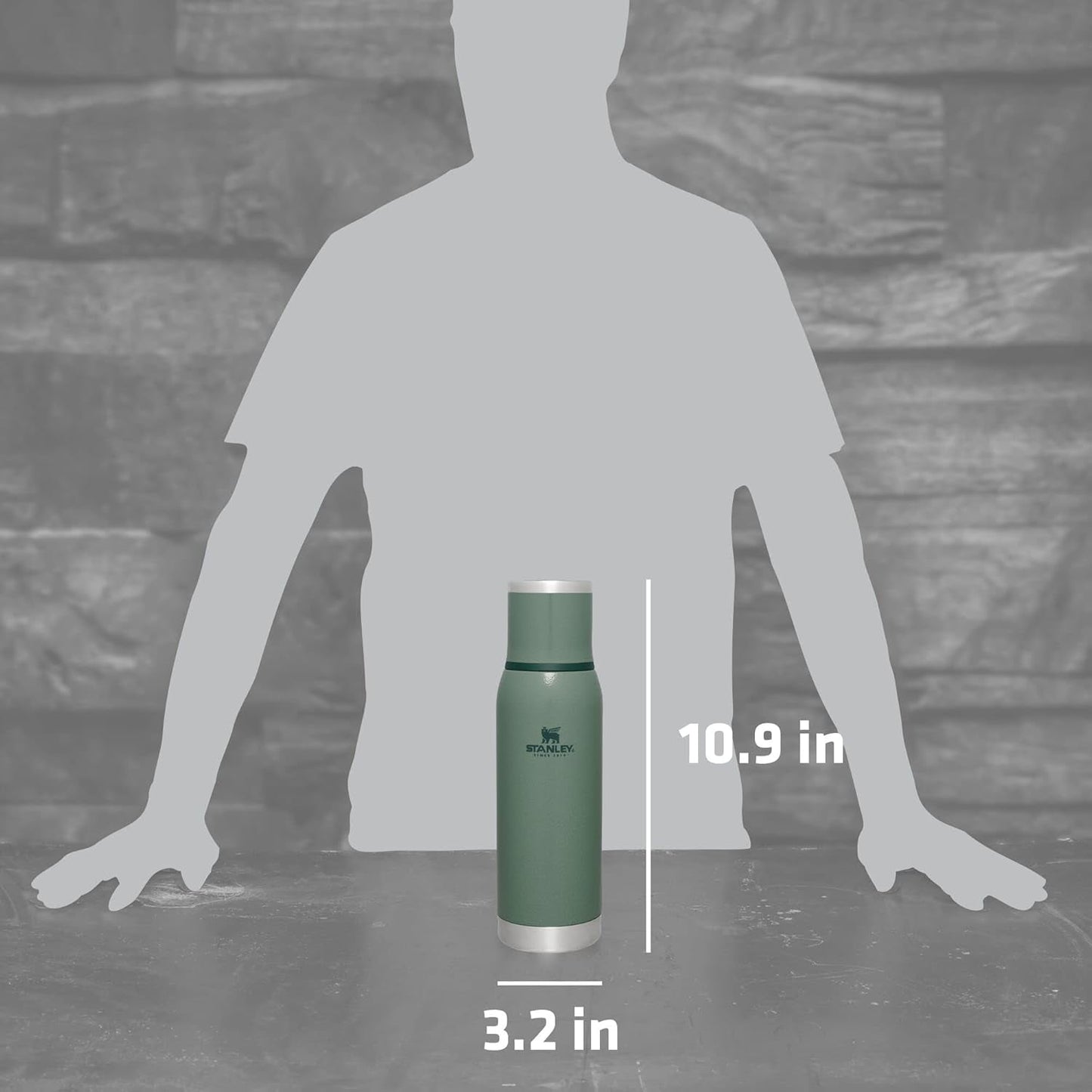 Adventure-To-Go Vacuum Bottle 25 Oz | Wide Mouth with Leakproof Cup Lid | Keep Drinks Hot or Cold | Packable for Travel | Insulated Stainless Steel Thermal Bottle | Bpa-Free | Hammertone Green