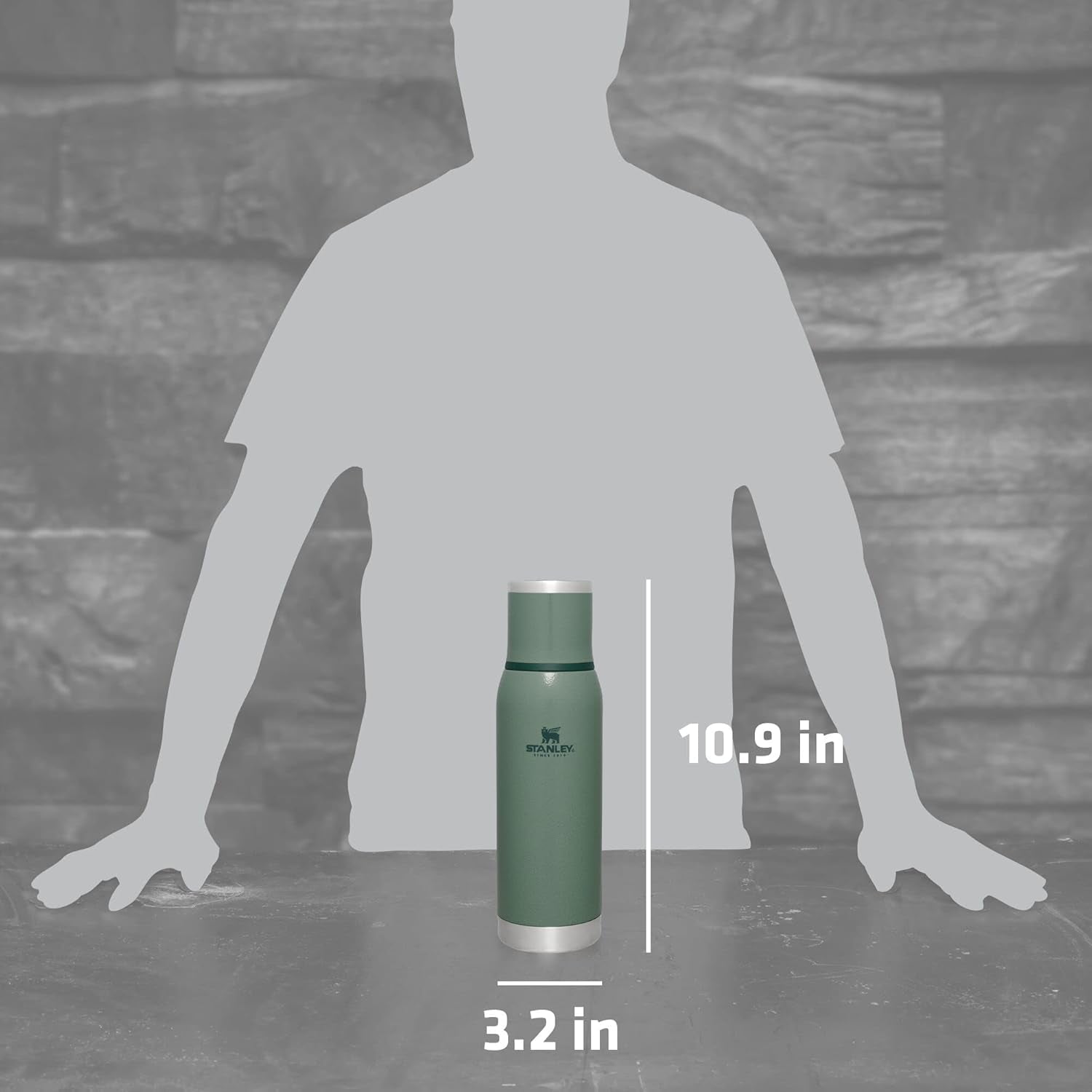 Adventure-To-Go Vacuum Bottle 25 Oz | Wide Mouth with Leakproof Cup Lid | Keep Drinks Hot or Cold | Packable for Travel | Insulated Stainless Steel Thermal Bottle | Bpa-Free | Hammertone Green