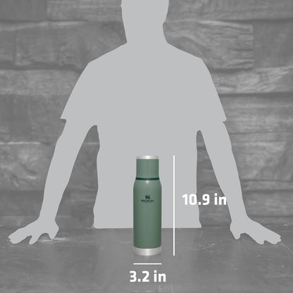 Adventure-To-Go Vacuum Bottle 25 Oz | Wide Mouth with Leakproof Cup Lid | Keep Drinks Hot or Cold | Packable for Travel | Insulated Stainless Steel Thermal Bottle | Bpa-Free | Hammertone Green