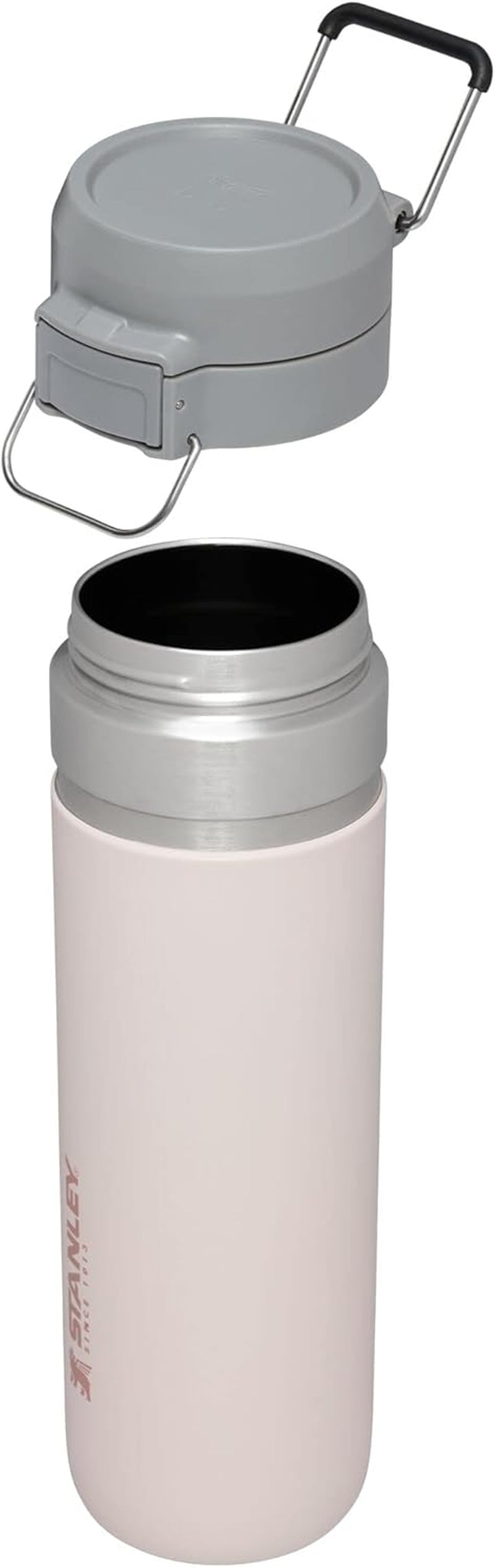 Quick Flip GO Water Bottle 24 Oz | Push Button Lid | Leakproof and Packable for Travel and Sports | Insulated Stainless Steel | Bpa-Free | Rose Quartz