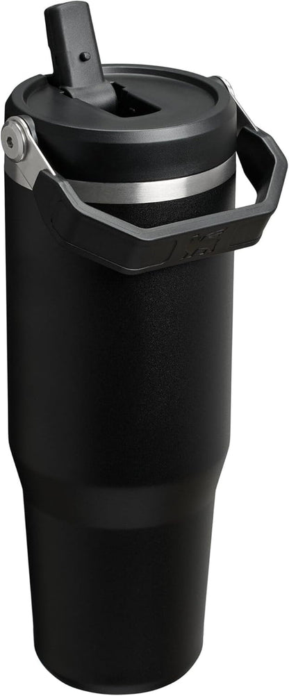 Iceflow 2.0 Flip Straw Tumbler with Handle 30 Oz | Twist on Lid and Flip up Straw | Leak Resistant Water Bottle | Insulated Stainless Steel | Bpa-Free | Black 2.0